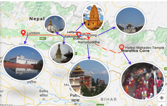 Buddhist Pilgrimage  Tour Route Map